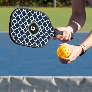 Raquette De Pickleball Nom du monogramme de Quatrefoil