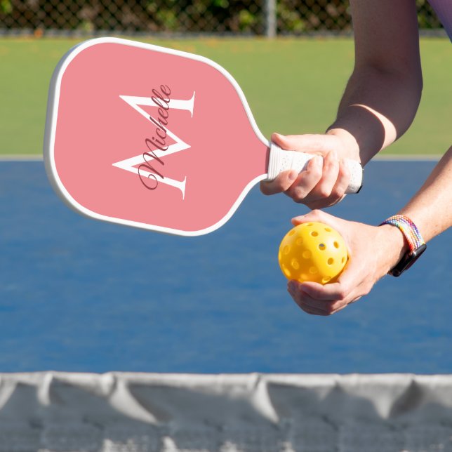 Raquette De Pickleball Nom du monogramme Modèle personnalisé double face (Insitu)