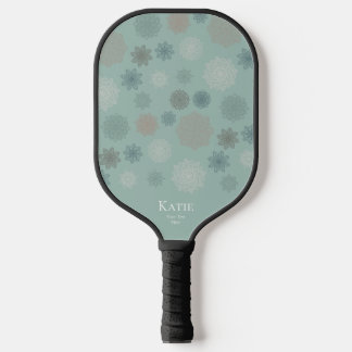 Raquette De Pickleball Nom du monogramme vert Mandala blanc