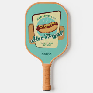 Raquette De Pickleball Nom et texte personnalisés Hot Dog