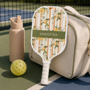 Raquette De Pickleball Nom Fleur Orange Citron Ruban Pêche