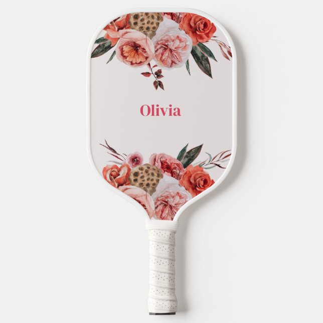 Raquette De Pickleball Nom floral élégant (Recto)