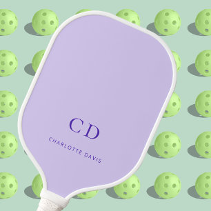 Raquette De Pickleball Nom initial du monogramme violet lavande