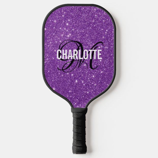 Raquette De Pickleball Nom monogramme du script de parties scintillant vi (Recto)