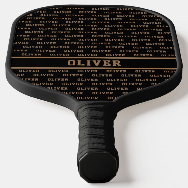 Raquette De Pickleball Nom Motif moderne sur noir (Poser)