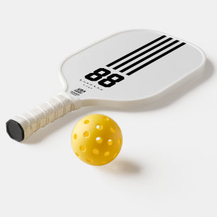 Raquette De Pickleball Nom Numéro Pickleball Moderne Bandes Noires et Bla