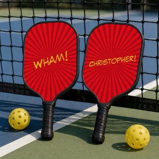 Raquette De Pickleball Nom personnalisé Art Pop Comic Rétro