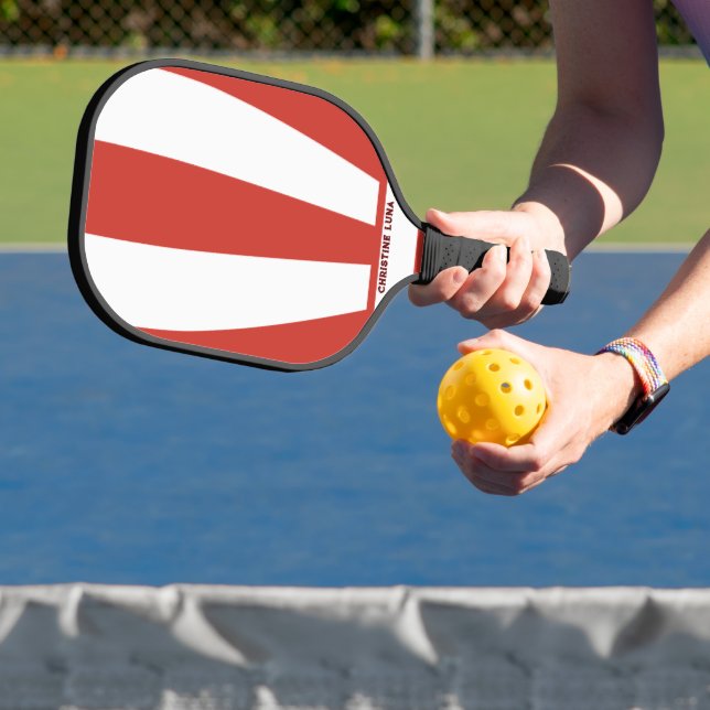 Raquette De Pickleball Nom personnalisé Bandes rouges et blanches (Insitu)
