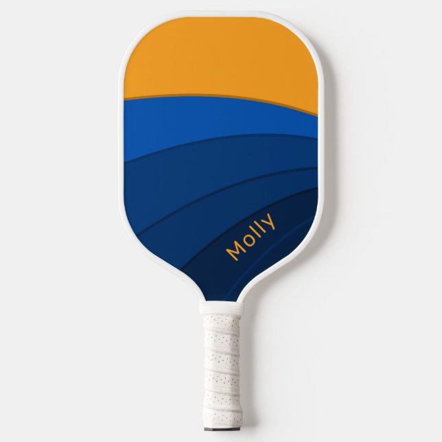 Raquette De Pickleball Nom personnalisé du Motif bleu et orange gras de l (Recto)