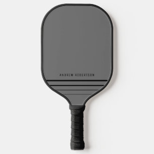 Raquette De Pickleball Nom personnalisé minimal simple Gris Noir