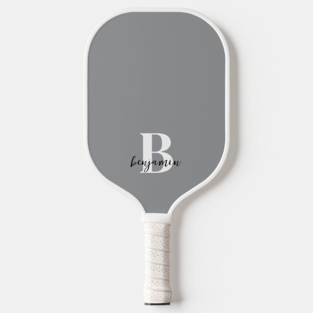 Raquette De Pickleball Nom personnalisé Monogramme blanc Pickleball Paddl (Recto)