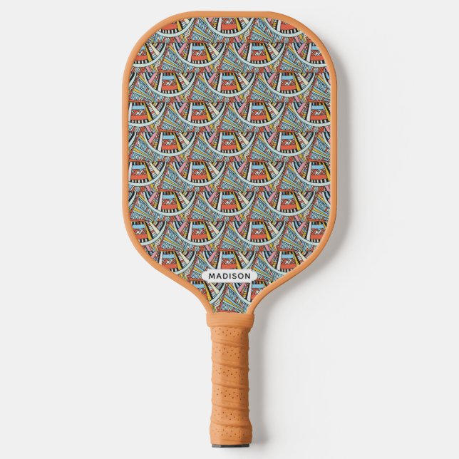 Raquette De Pickleball Nom personnalisé Motif natif (Recto)