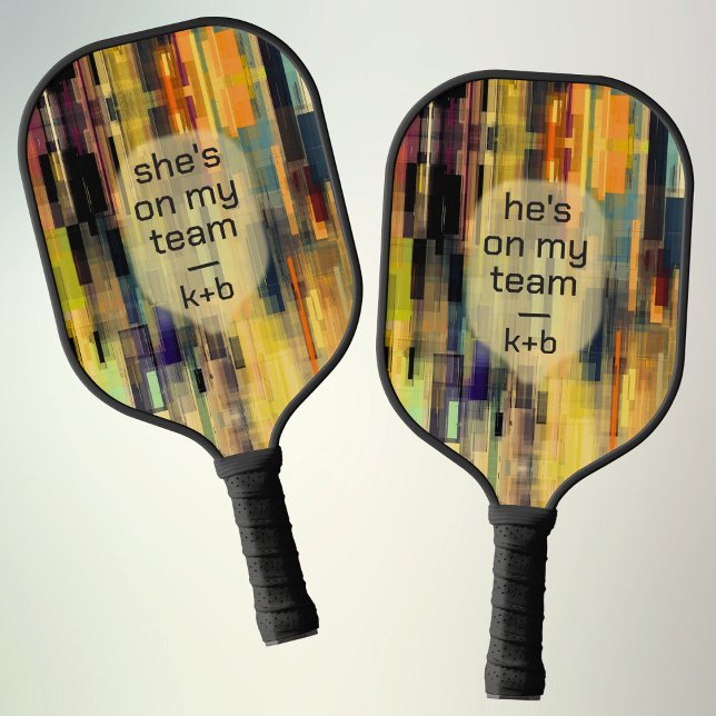 Raquette De Pickleball Nom personnalisé numérique Abstrait Couple Cadeau (Créateur téléchargé)