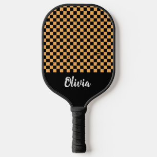Raquette De Pickleball Nom personnalisé Patte de contrôle orange et noir