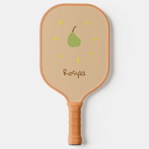 Raquette De Pickleball Nom personnalisé poire peinte sur brun