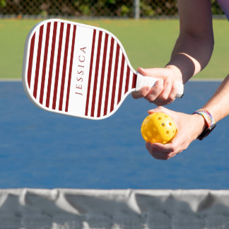 Raquette De Pickleball Nom personnalisé rayé de la Bourgogne moderne