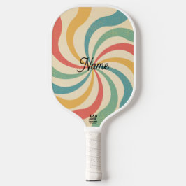 Raquette De Pickleball Nom personnalisé Retro Stripes Typographie