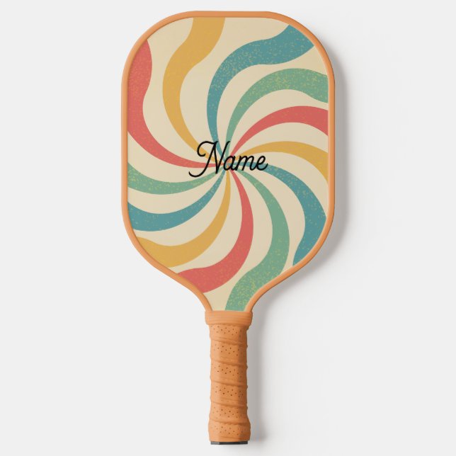 Raquette De Pickleball Nom personnalisé Retro Stripes Typographie (Recto)