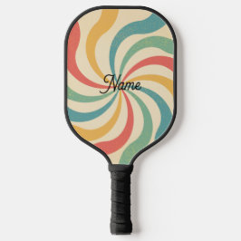 Raquette De Pickleball Nom personnalisé Retro Stripes Typographie