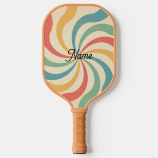 Raquette De Pickleball Nom personnalisé Retro Stripes Typographie