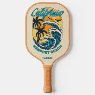 Raquette De Pickleball Nom personnalisé / Texte Californie Surf