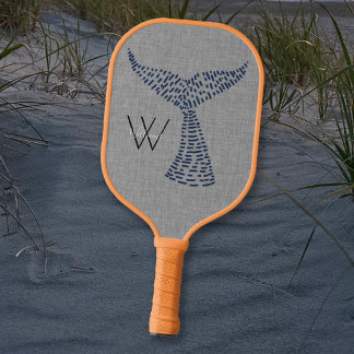 Raquette De Pickleball Nom personnel Nautical Whale Tail Art
