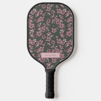 Raquette De Pickleball Nostalgique rose floral Nom personnalisé