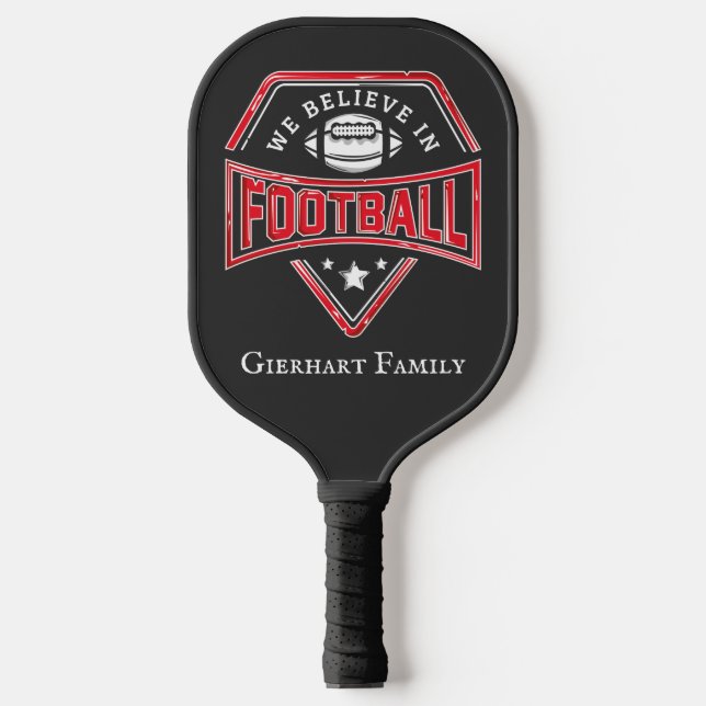 Raquette De Pickleball Nous croyons au football Nom de famille Personnali (Recto)