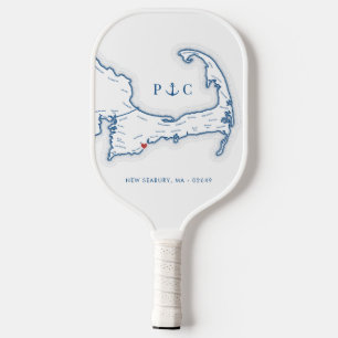 Raquette De Pickleball Nouvelle carte maritime MA Marine Blue Monogramme