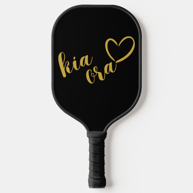 RAQUETTE DE PICKLEBALL NOUVELLE-ZÉLANDE KIA ORA MAORI GOLD SCRIPT NOM NZ (Recto)