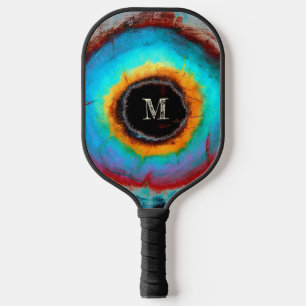 Raquette De Pickleball Oeil cosmique éthéré Monogramme Abstrait Vibrant A
