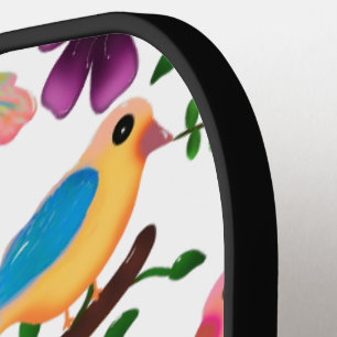 Raquette De Pickleball Oiseaux colorés mignons Motif floral