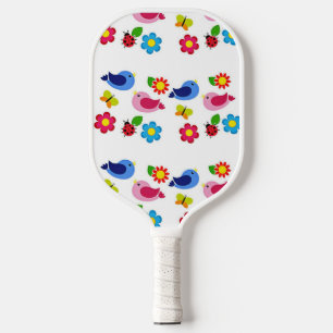 Raquette De Pickleball Oiseaux et fleurs printemps