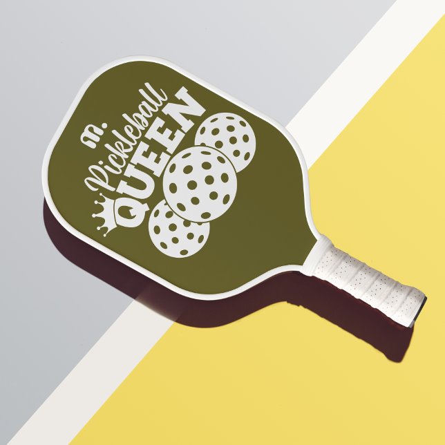 Raquette De Pickleball Olive Green Custom Monogramme Pickball Queen (Créateur téléchargé)