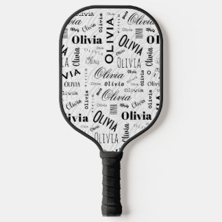 Raquette De Pickleball Olivia Nom Personnalisé Noir Blanc 