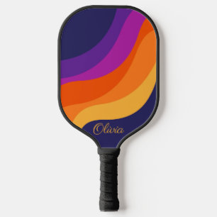 Raquette De Pickleball Ondes en diagonale rouge orange et jaune rétro