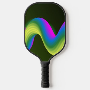Raquette De Pickleball Ondes rose néon, bleu et vert sur vert