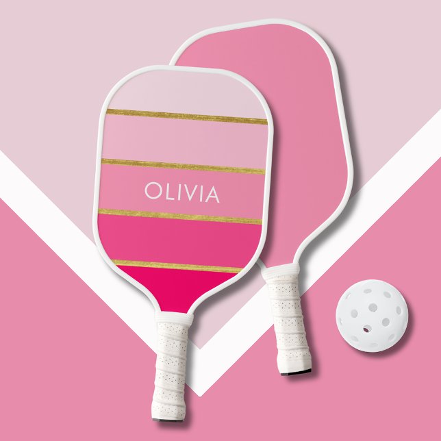 Raquette De Pickleball Or rose moderne personnalisé (Modern girls pink and gold personalized Pickleball Paddle)