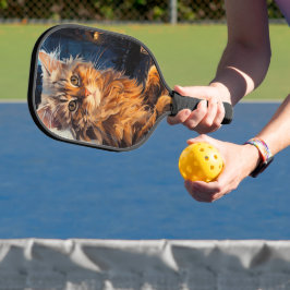 Raquette De Pickleball Orange Cat and Cafe Terrace at Night inspired by V