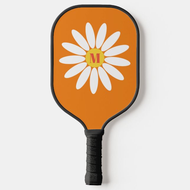 Raquette De Pickleball Orange et blanc avec initial (Verso)