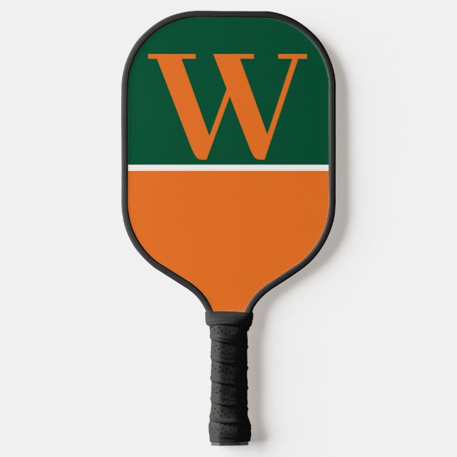 Raquette De Pickleball Orange & Green College Monogram Pickleball Paddle (Recto)