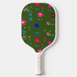 Raquette De Pickleball Pagaie à boules vertes fleuries