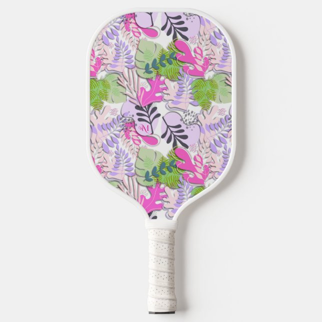 Raquette De Pickleball Pagaie de Pickleball : Feuilles Abstraits (blanc/j (Recto)