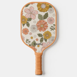 Raquette De Pickleball Pagaie florale personnalisée Belle Rétro