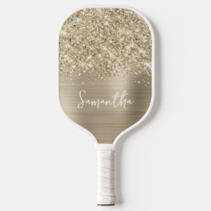 Raquette De Pickleball Pailleté Or Pâle Glamour Nom