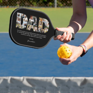 Raquette De Pickleball Papa Multi Photo Collage pour cadeau de Fête des p