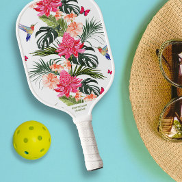 Raquette De Pickleball Papillon floral tropical Nom personnalisé Numéro d