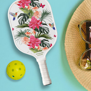 Raquette De Pickleball Papillon floral tropical Nom personnalisé Numéro d