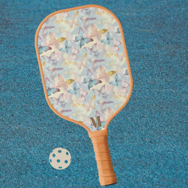 Raquette De Pickleball Papillon holographique coloré Monogramme moderne (Créateur téléchargé)