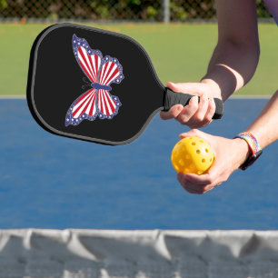 Raquette De Pickleball Papillon Patriotique Rouge Blanc Et Bleu